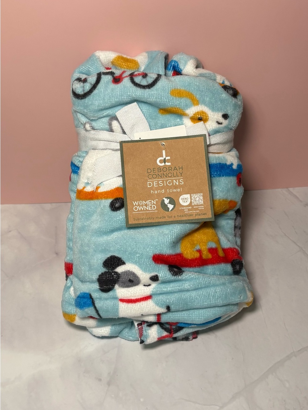 🐾 Blue Dog Print Hand Towels - Set of 2